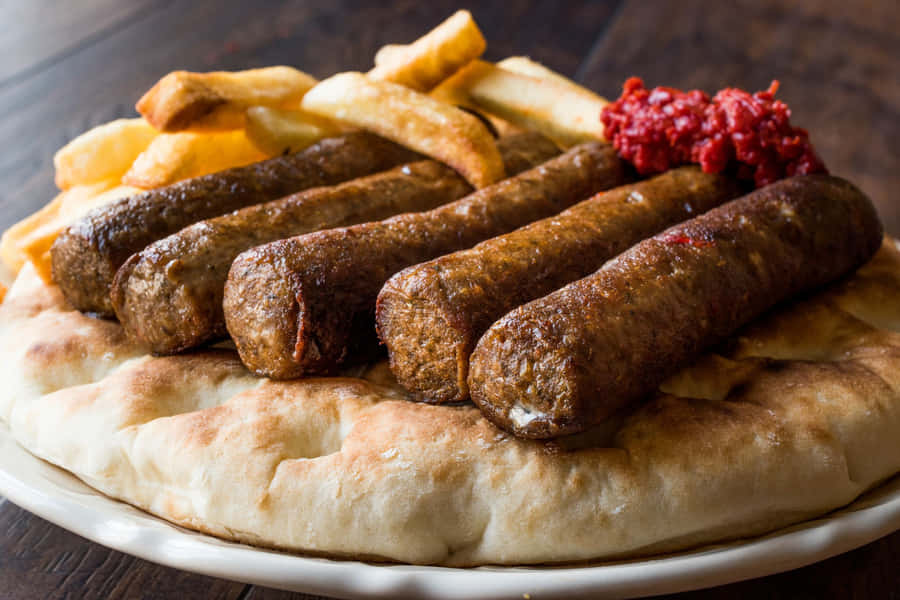 Fried Ćevapi With Fries Wallpaper