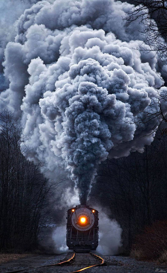 Front View Belching Train Phone Wallpaper