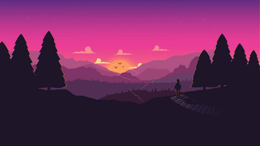 Fuchsia Pink Sky Vector Art Wallpaper