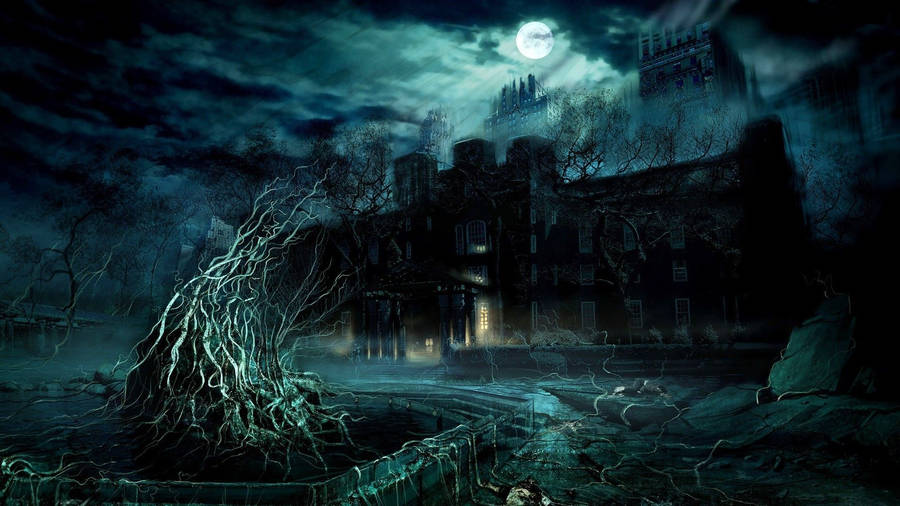 Full Screen Hd Haunted Asylum Wallpaper