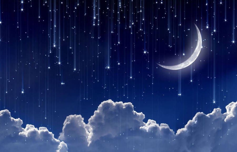 Full Screen Hd Moon And Stars Wallpaper