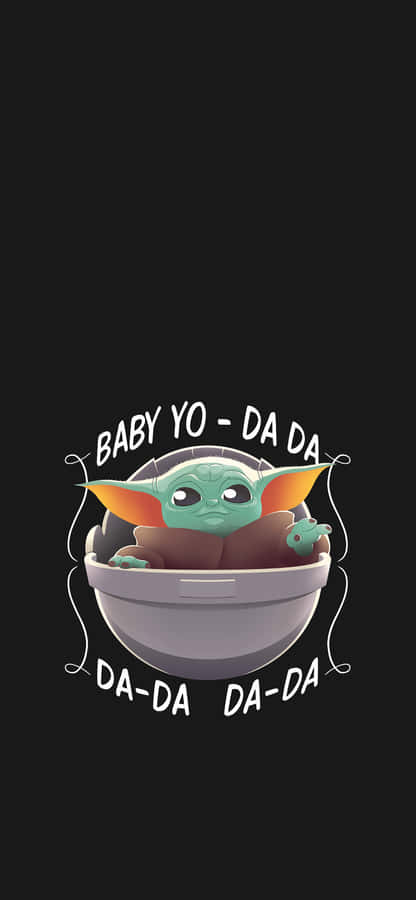 Funny Baby Yoda Cartoon Wallpaper