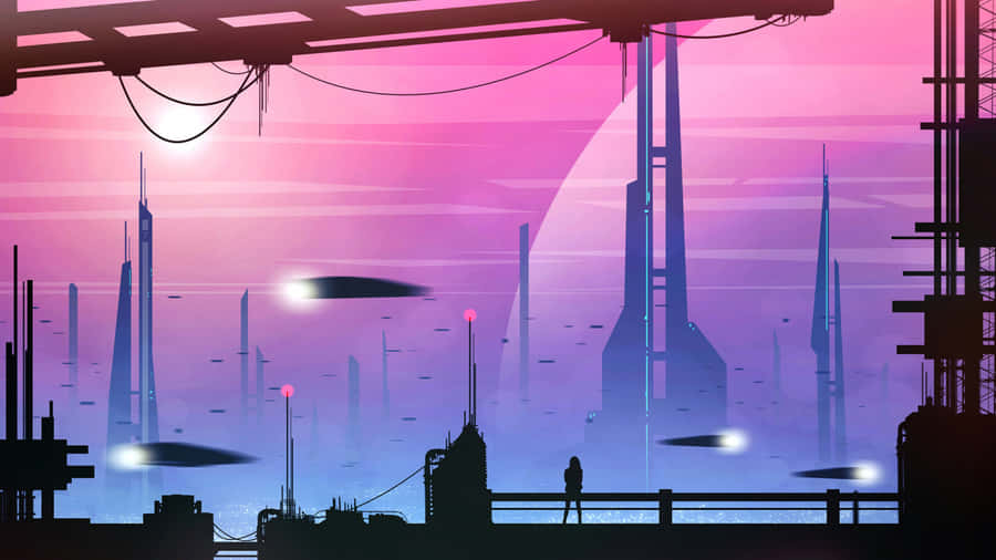 Futuristic Pink City Wallpaper
