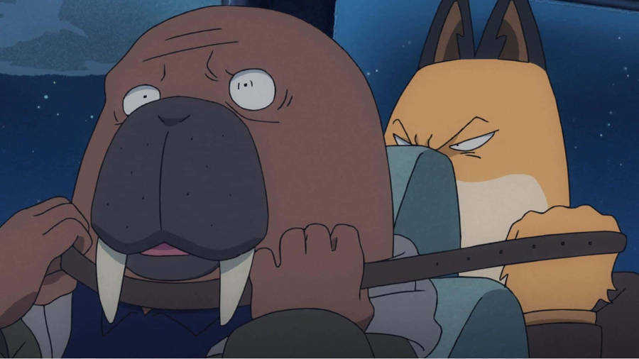 Fuyuki Strangling Hiroshi On Odd Taxi Wallpaper