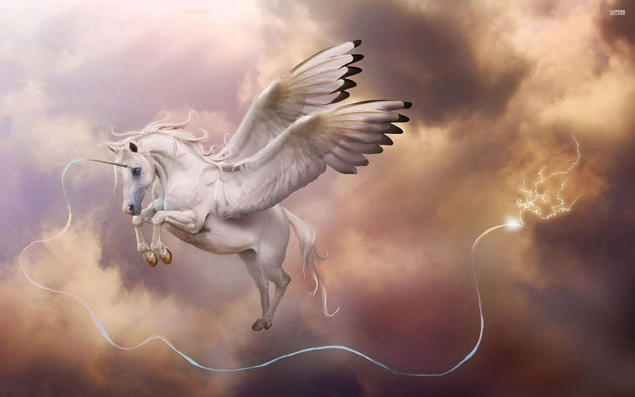 Galaxy Unicorn On Overcast Sky Wallpaper