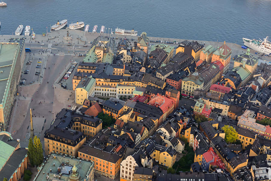Gamla Stan City Top View Wallpaper