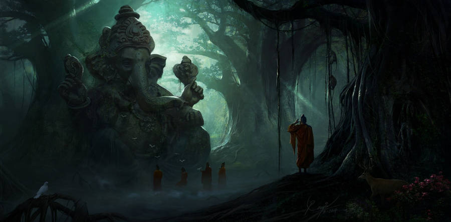 Ganesh Ji Hd Forest Worshippers Wallpaper