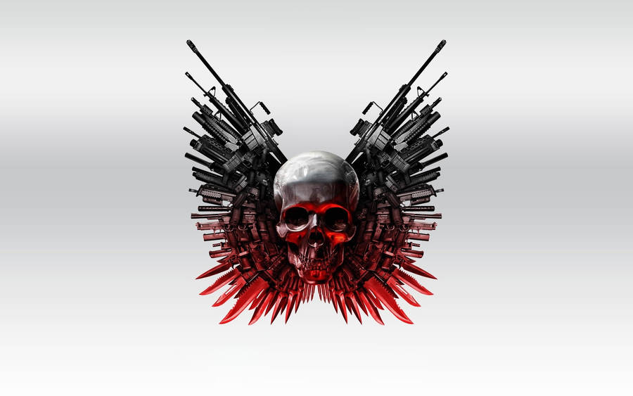 Gangster Skeleton With Lots Of Guns Wallpaper