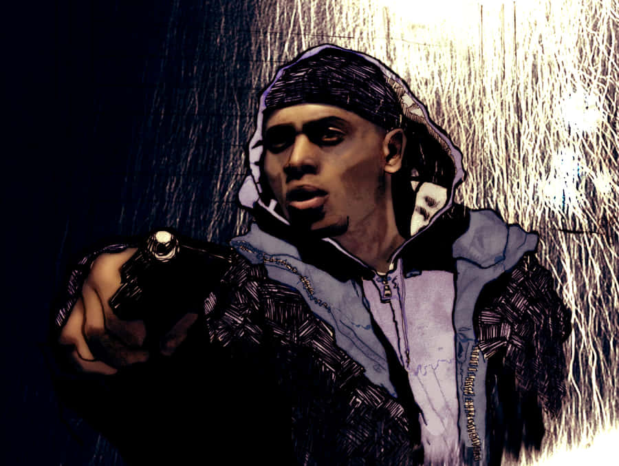 Gangsters With Guns Sketch Wallpaper