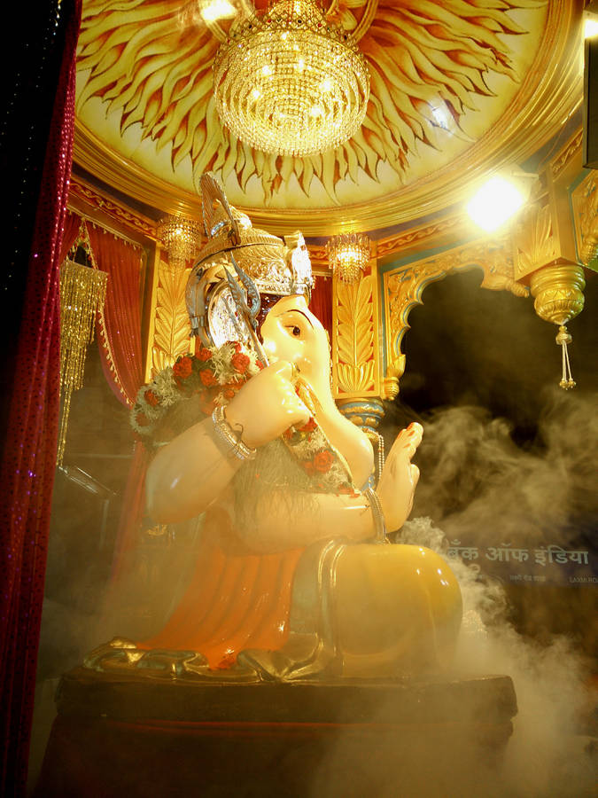 Ganpati Bappa In A Temple Wallpaper