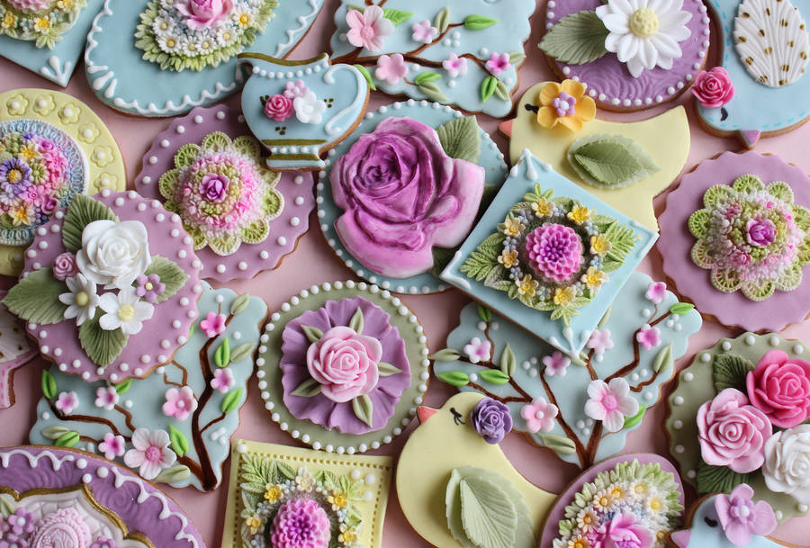Garden Roses Cookie Design Wallpaper