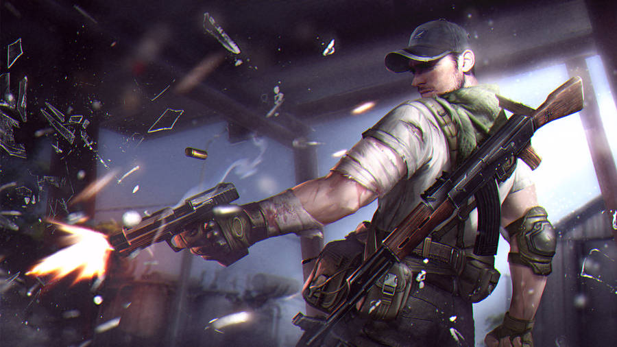 Garena Free Fire Male Character Gunning Wallpaper