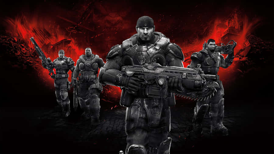 Gears Of War 1 Soldiers With Gun Wallpaper