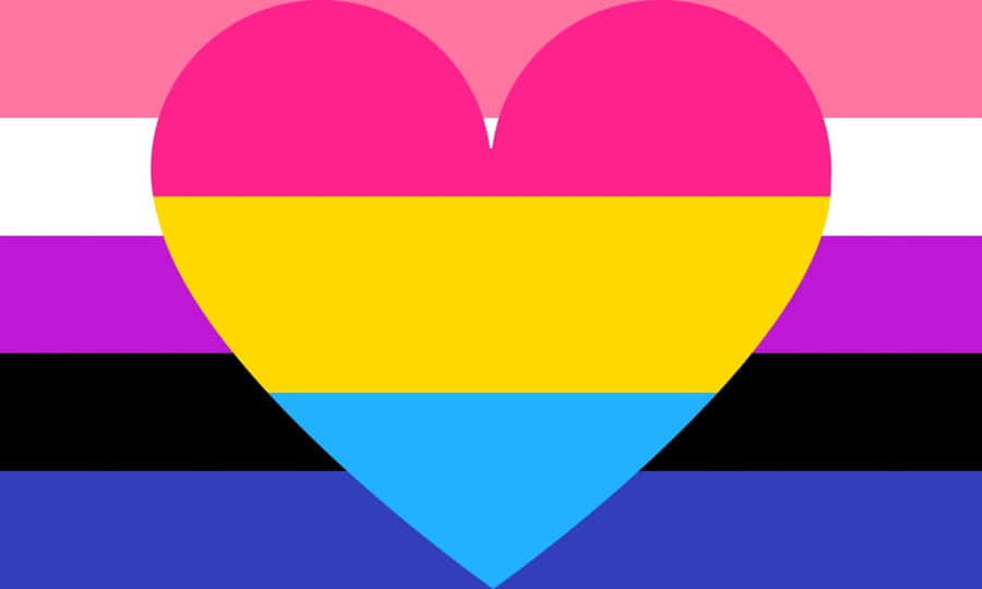 Genderfluid And Heart Pan Flag Illustration Wallpaper