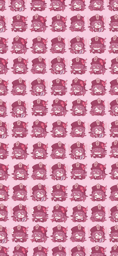 Genshin Impact Hu Tao Pink Pattern Wallpaper