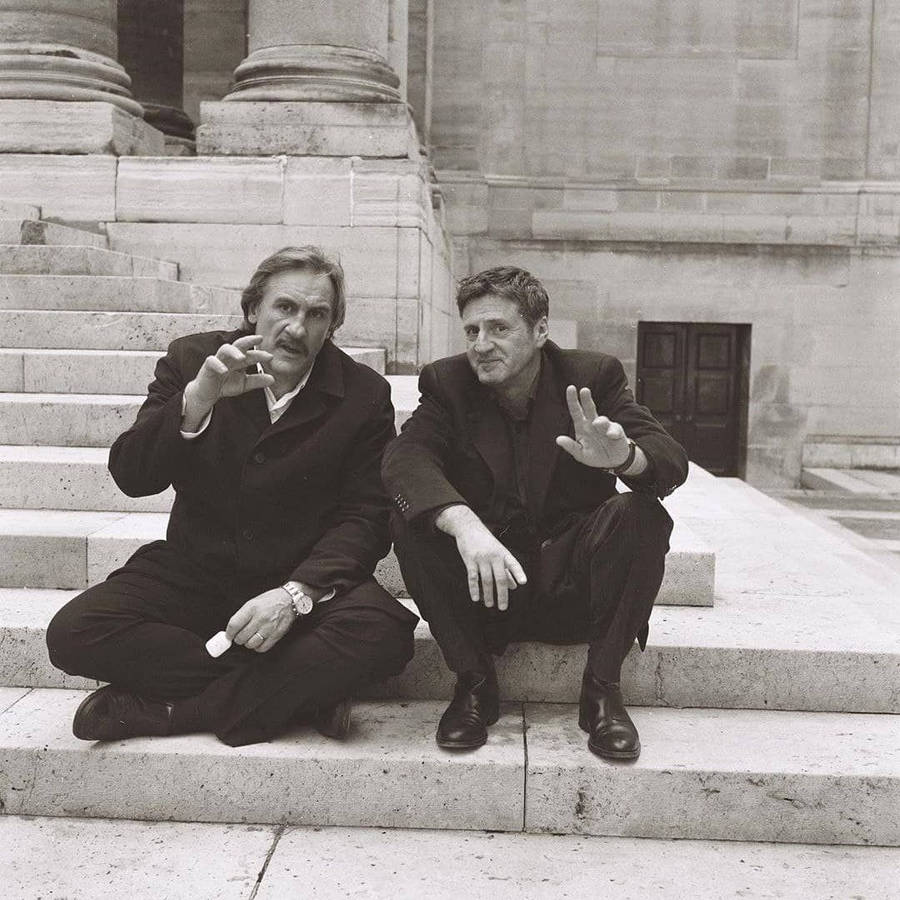 Gérard Depardieu Daniel Auteuil Black And White Wallpaper