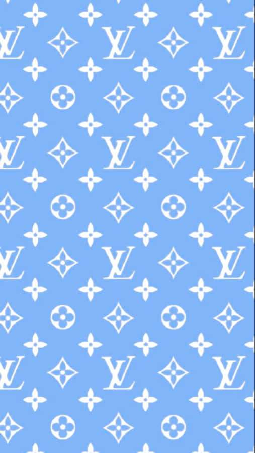 Get A Glimpse Of Timeless Luxury With This Gorgeous Blue Louis Vuitton Pattern Wallpaper