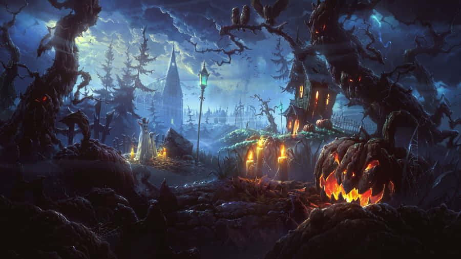 Get In The Halloween Spirit With This Spooky Desktop Wallpaper Wallpaper