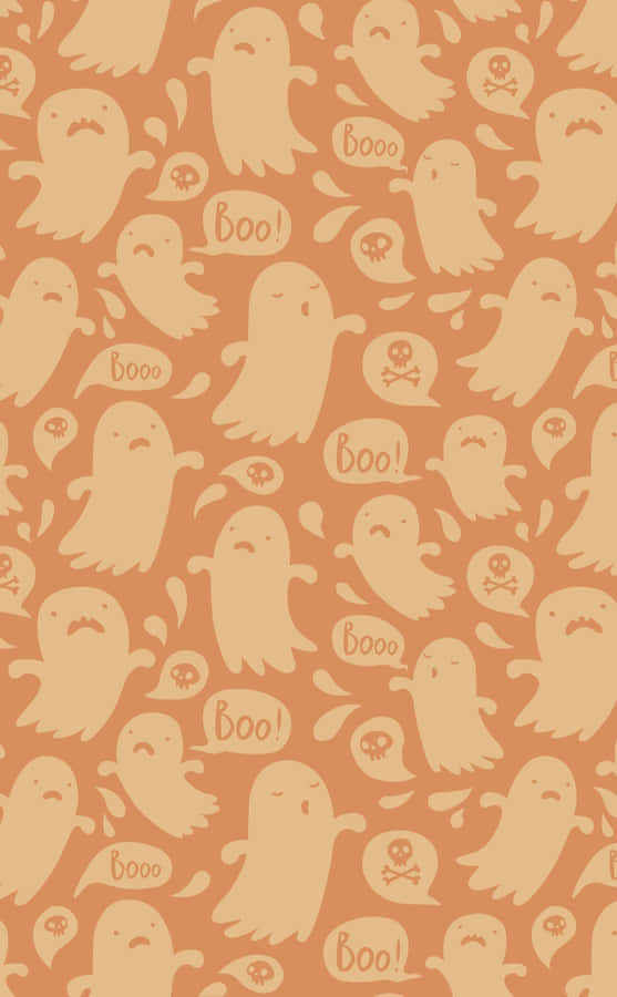 Ghosts On An Orange Background Wallpaper