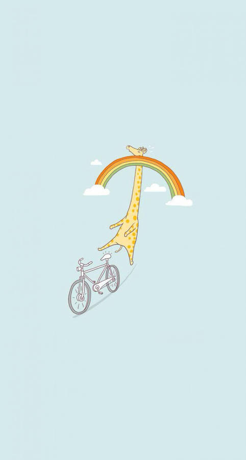 Giraffe Rainbow Collision Funny Phone Wallpaper