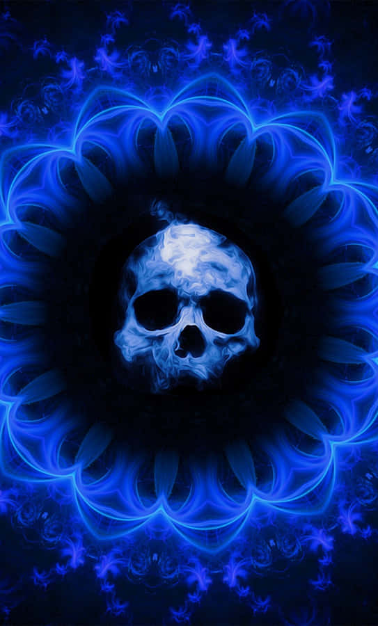 Glowing Blue Skull Gothic Iphone Wallpaper