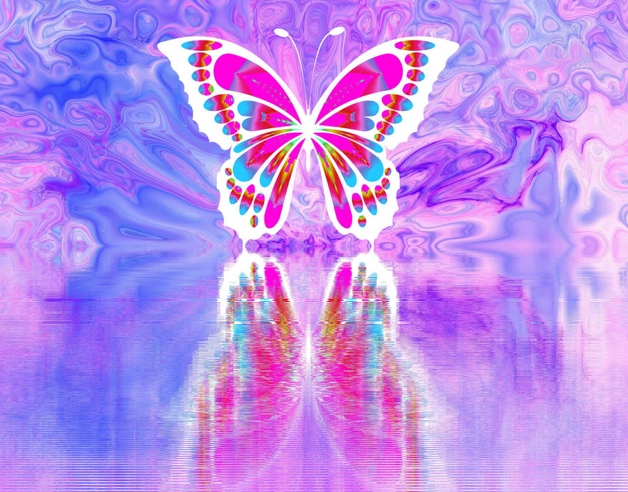 Glowing Cute Pink Butterfly Background Wallpaper