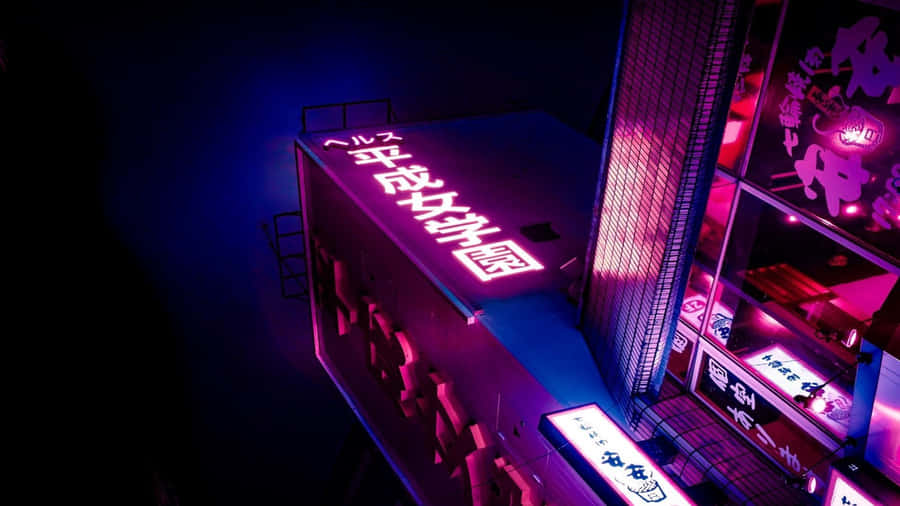 Go With The Flow With A Sleek And Stylish Purple Neon Aesthetic Computer! Wallpaper