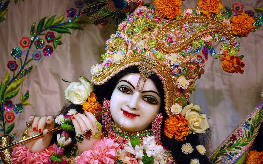 God Full Hd Shri Krishna Statue Wallpaper