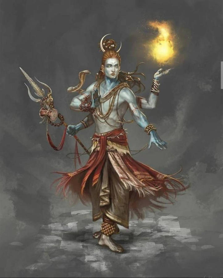 God Mobile Shiva Trident Flame Wallpaper