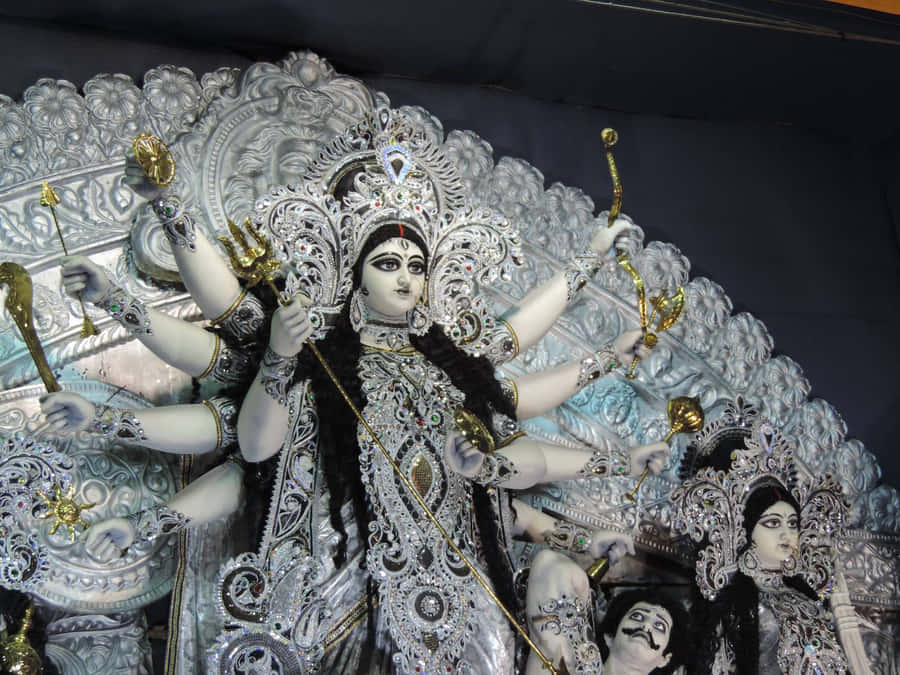 Goddess Durga Idol Multi Armed Deity Wallpaper