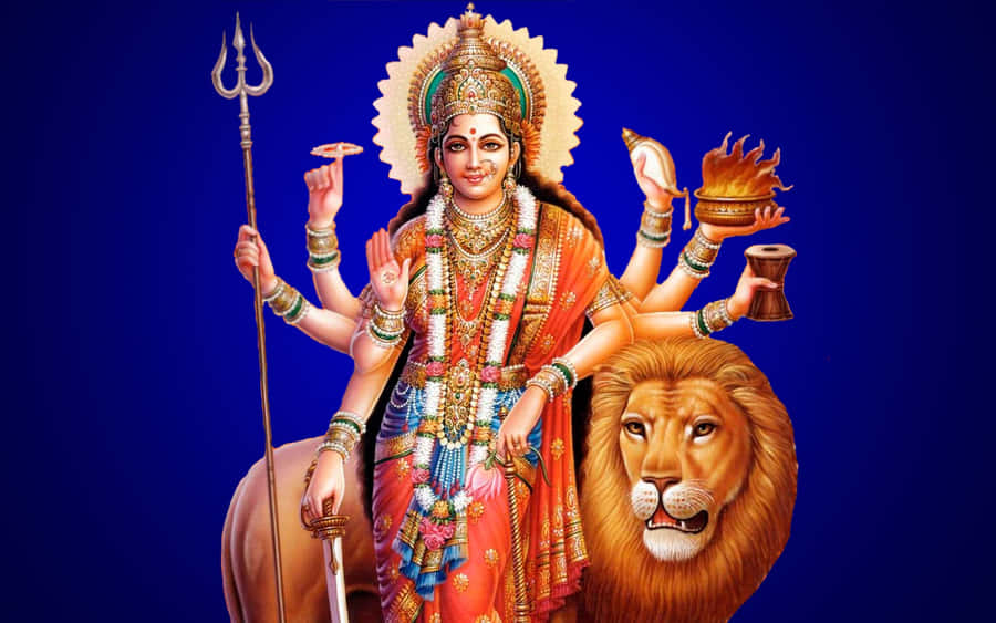 Goddess Durgaon Lion Wallpaper