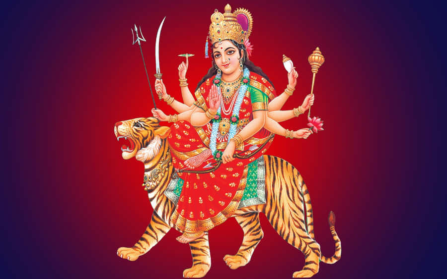 Goddess Durgaon Tiger Wallpaper