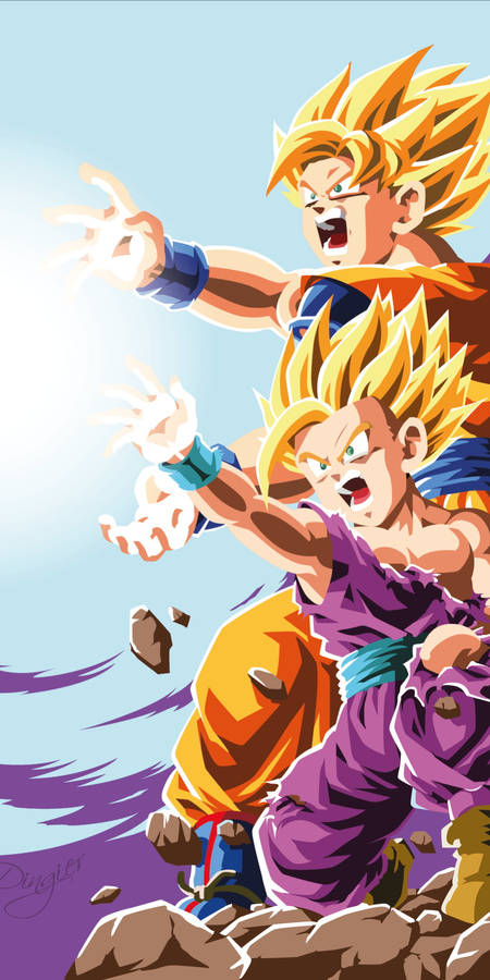 Goku And Gohan Super Saiyan 2 Digital Art Wallpaper