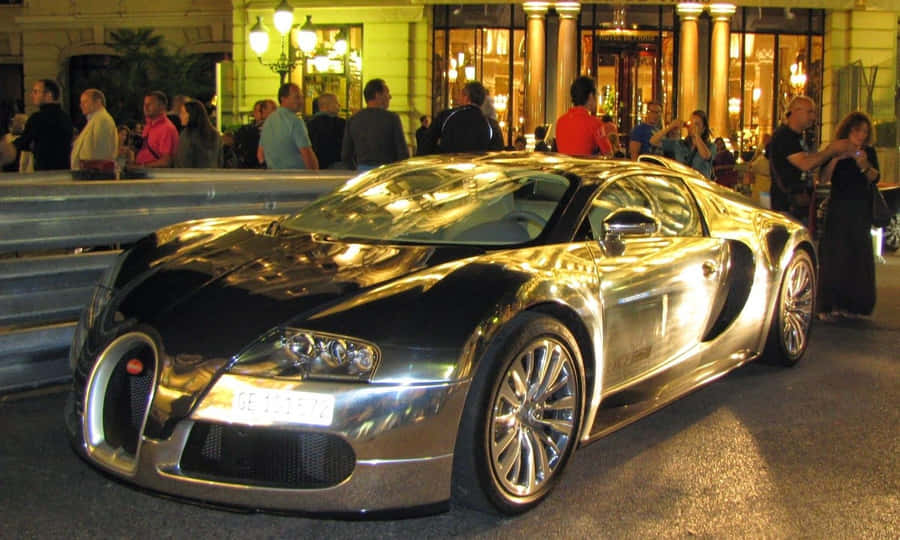 Gold Bugatti Veyron Car Surrounded Wallpaper
