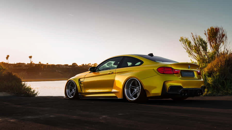 Gold Cars Bmw M4 Lake Wallpaper