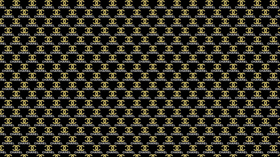 Gold Chanel Logo Patterns Wallpaper