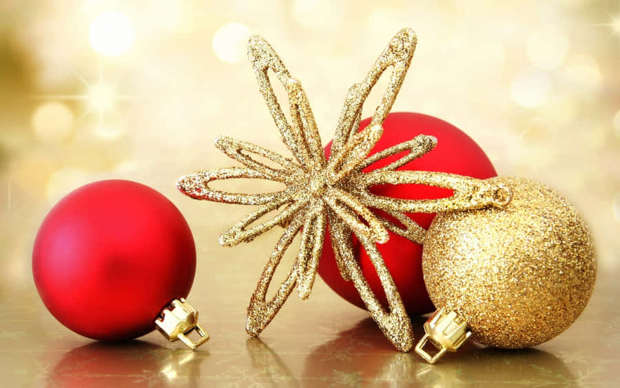 Gold Christmas Ornaments Wallpaper