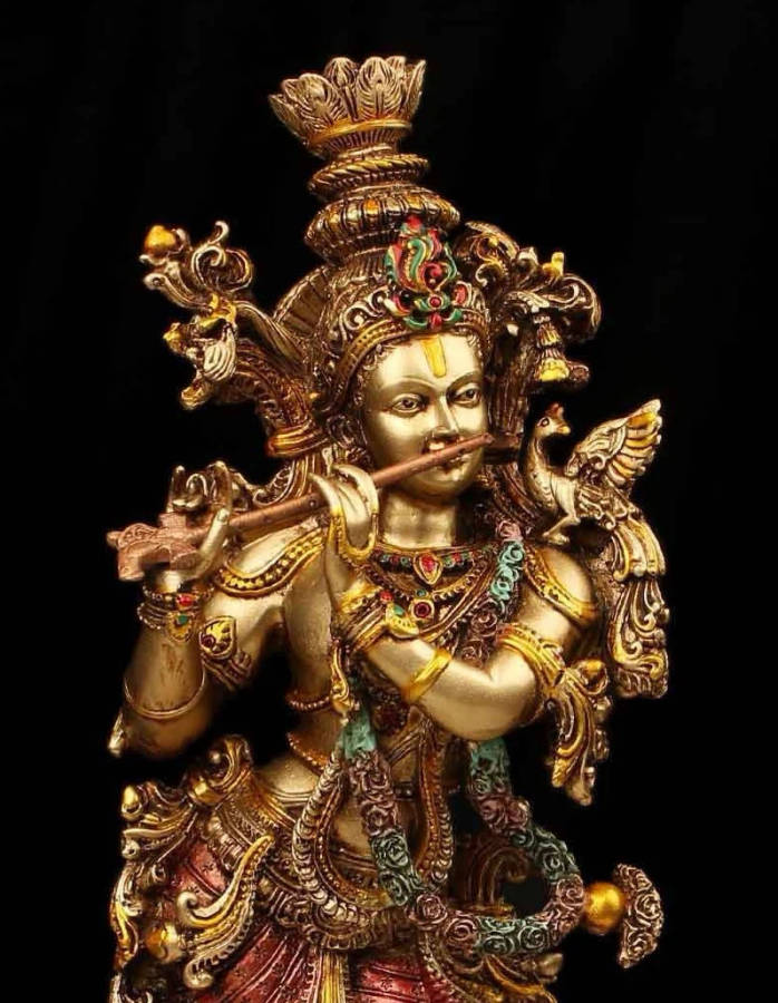 Gold Lord Krishna 3d Wallpaper
