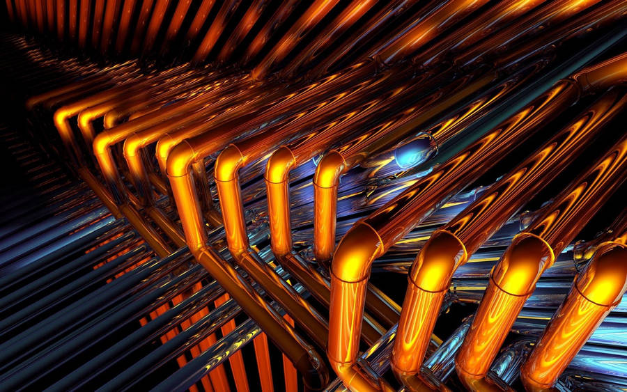 Gold Metallic Elbow Pipes Wallpaper