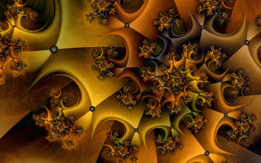 Golden Blooms Fractals Wallpaper
