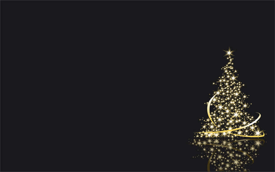 Golden Cute Christmas Tree Wallpaper