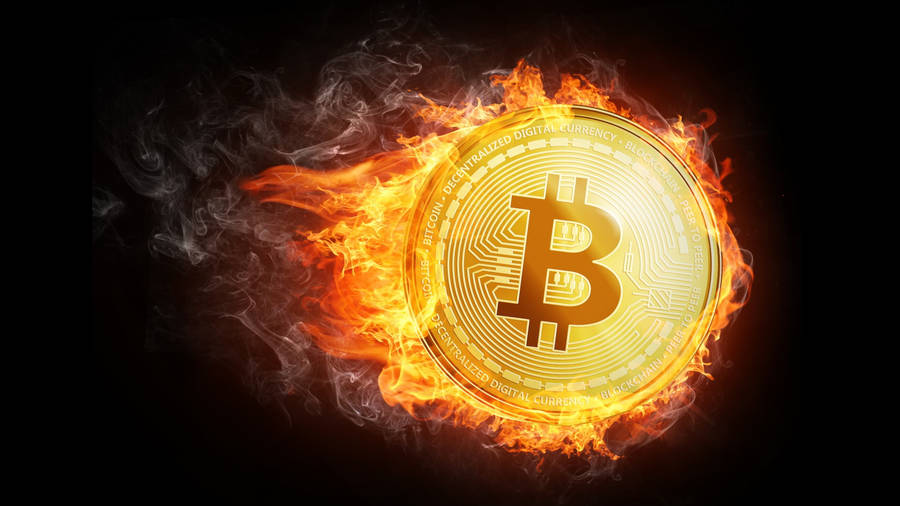 Golden Fiery Bitcoin Wallpaper