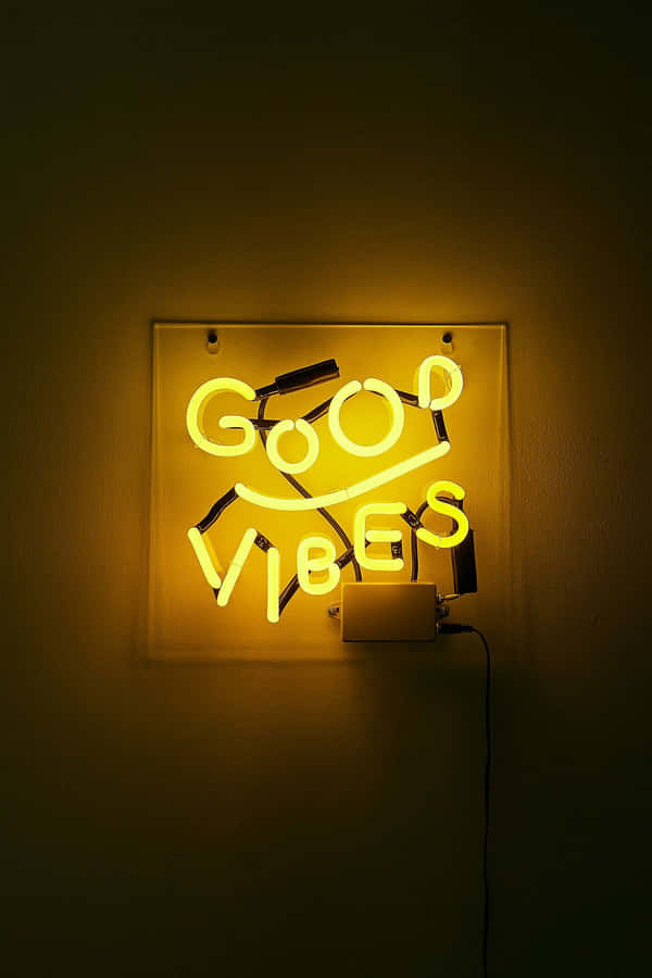 Good Vibes Yellow Baddie Neon Sign Wallpaper