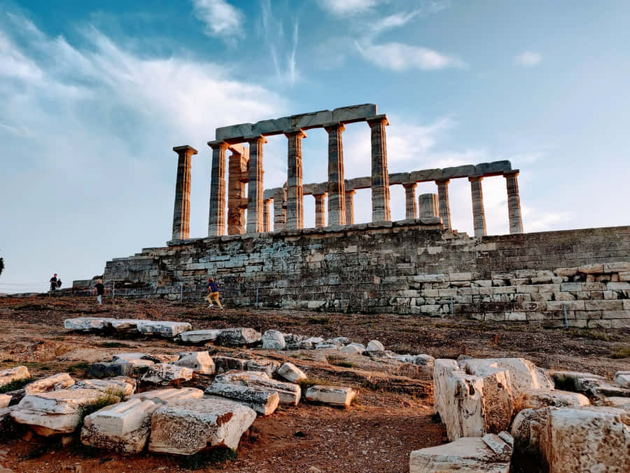 Gorgeous Stone Temple Pillars Sounion Wallpaper