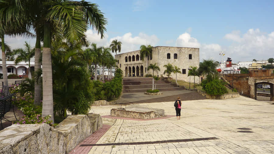 Gorgeous Walkway Outside The Alcazar De Colon Wallpaper