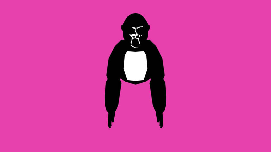 Gorilla Art On Pink Wallpaper