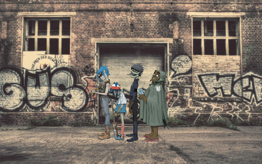 Gorillaz 4k Graffiti Wall Wallpaper