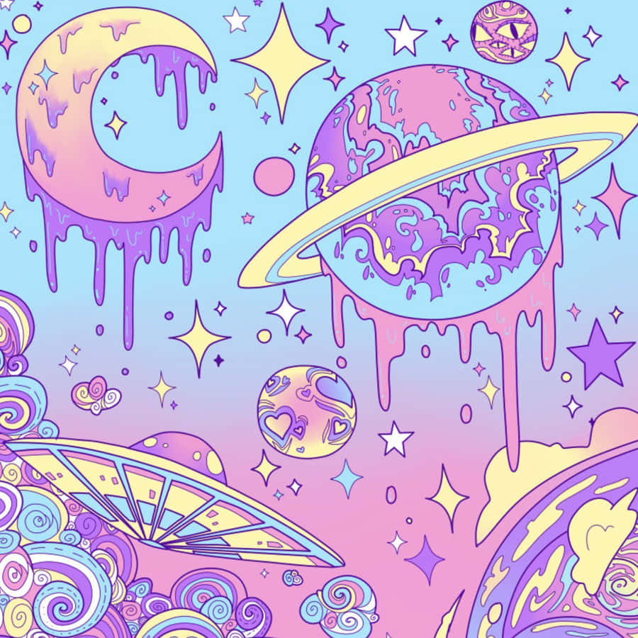 Gothic Pastel Planet Wallpaper
