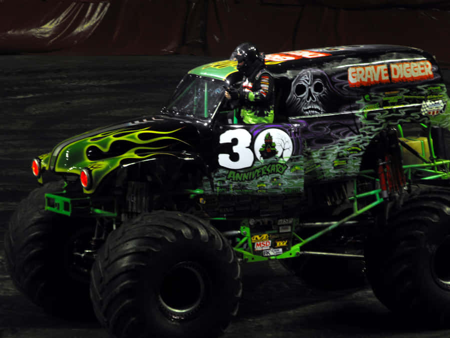 Grave Digger Monster Truck With Driver Wallpaper