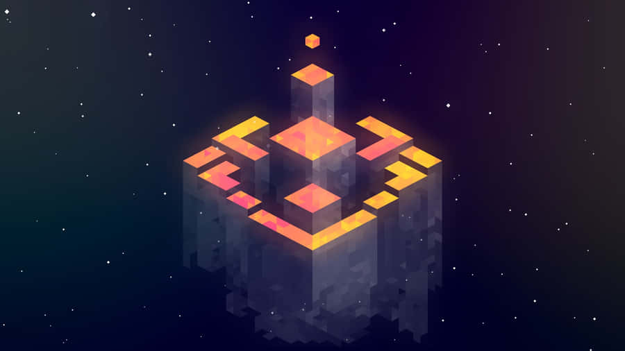 Gray And Yellow Minecraft Space Wallpaper